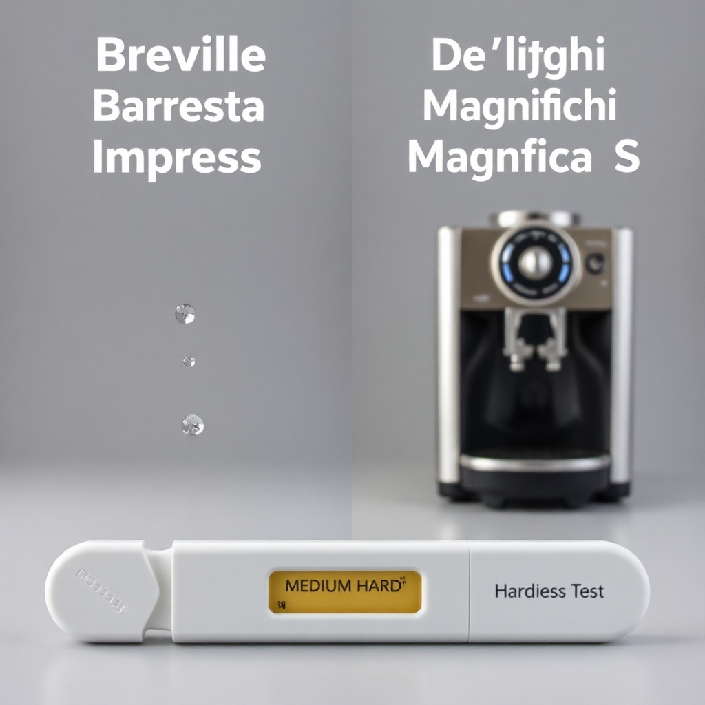 A clean photorealistic photo showing a side-by-side comparison of water droplets from a Br