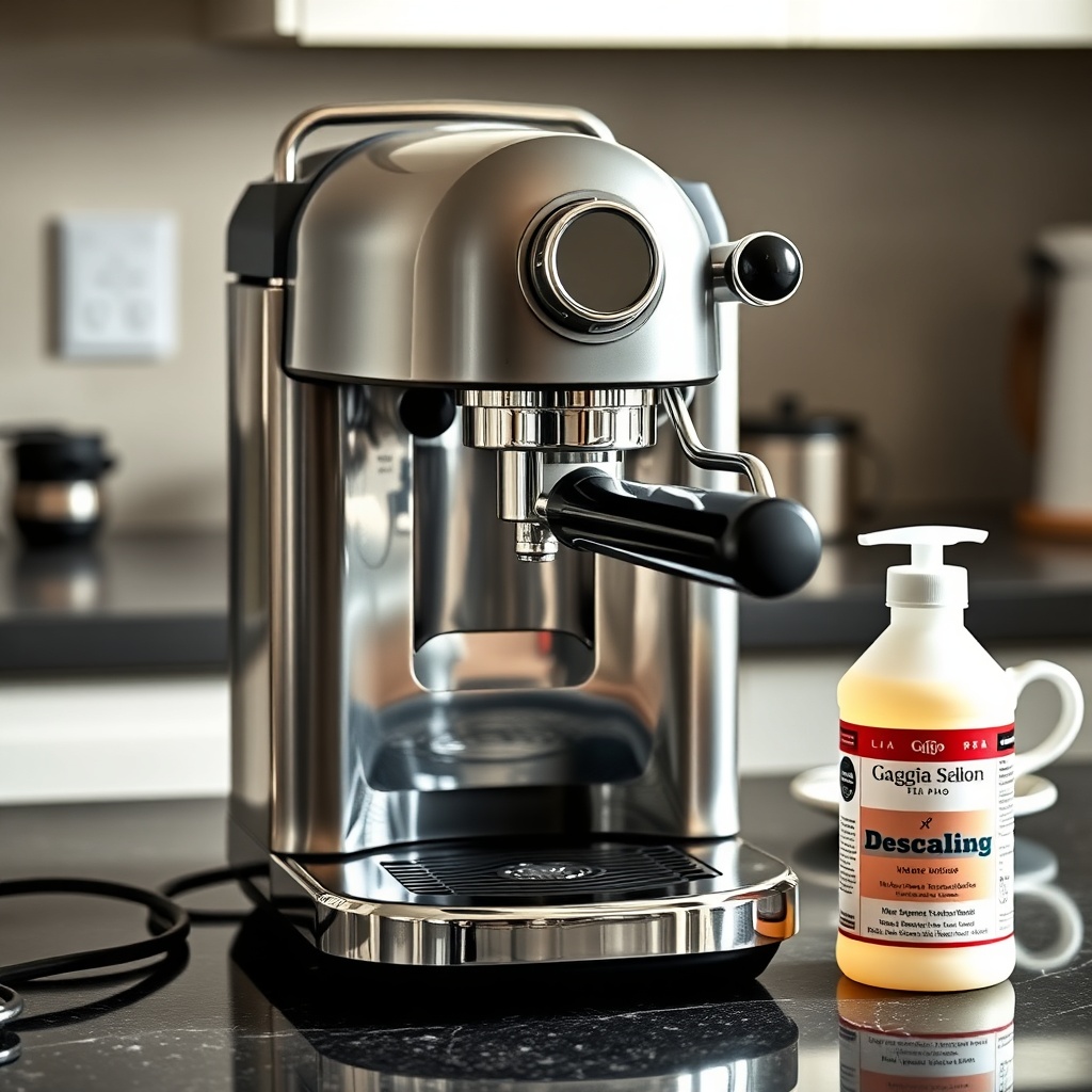 A clean photorealistic photo of a Gaggia Classic Pro with the water reservoir removed and