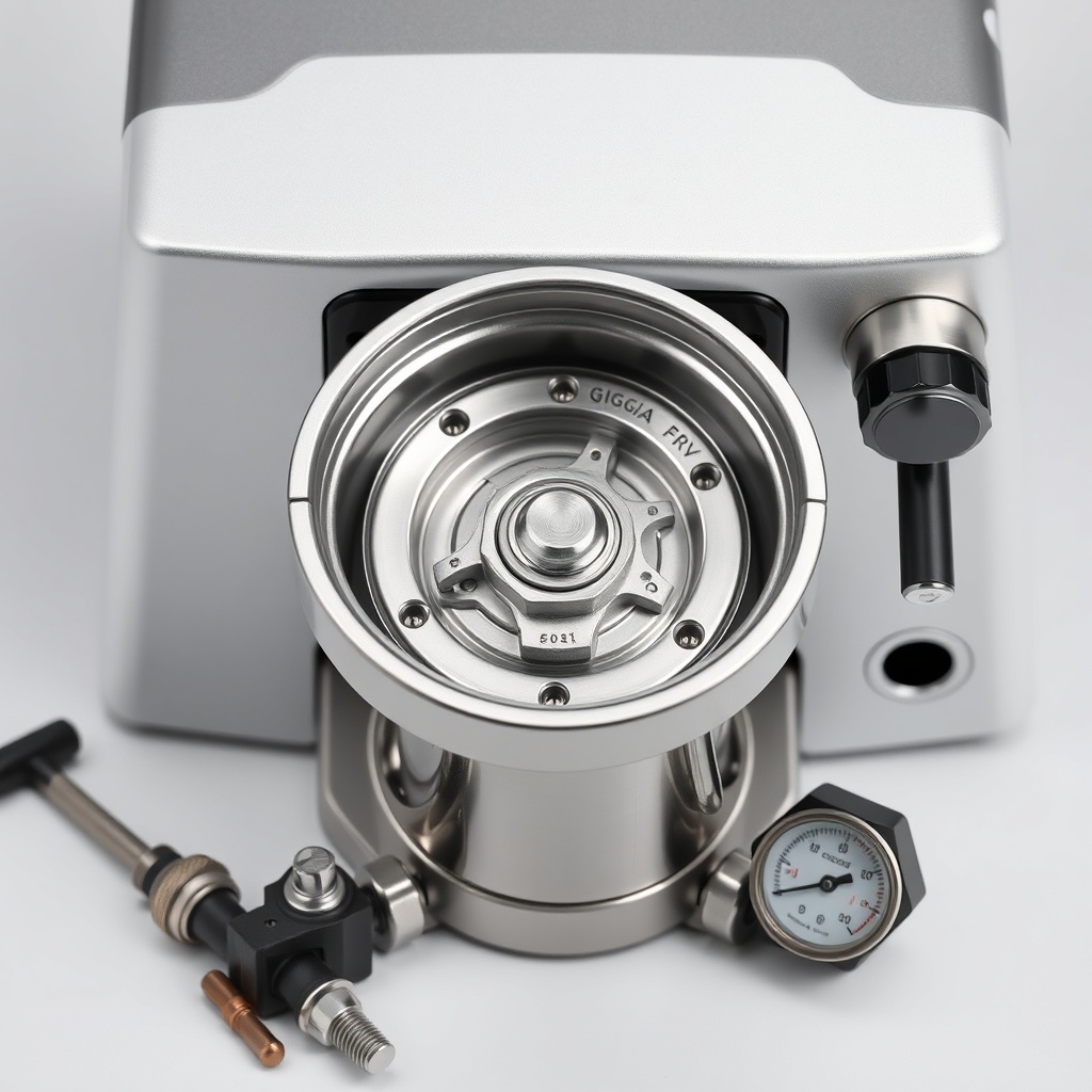 <Clean photorealistic photo of a Gaggia Classic Pro with the top cover removed