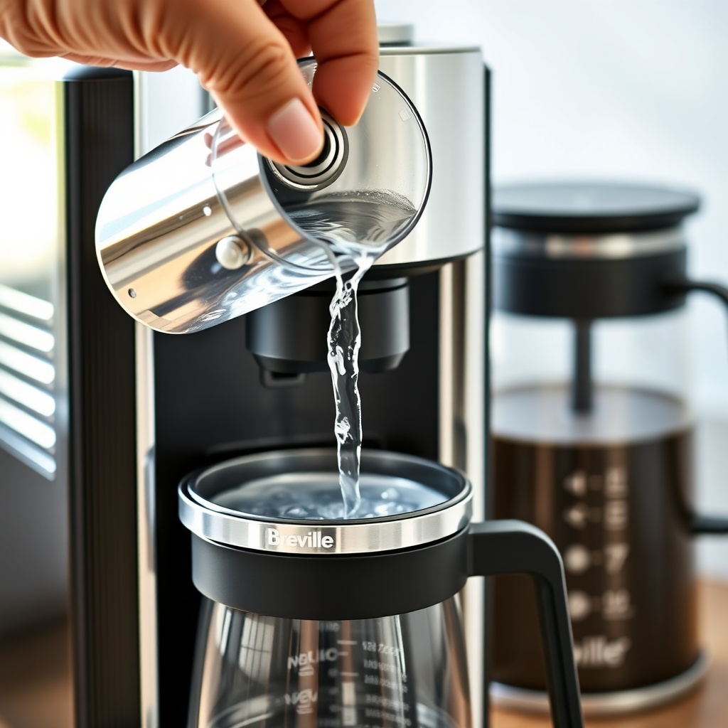 <clean photorealistic photo/illustration of a close-up of a hand pouring filtered water in