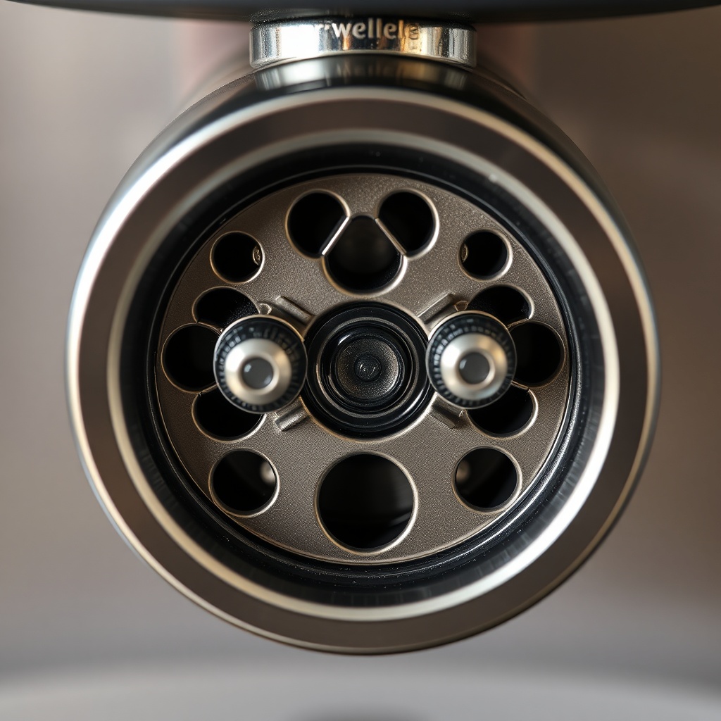 Close-up of conical burrs exposed on Breville Barista Express Impress