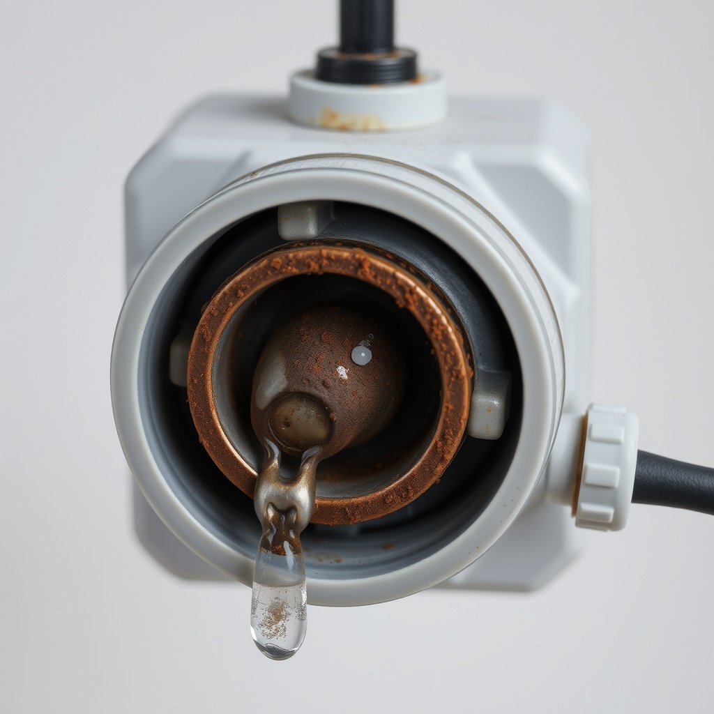 <clean photorealistic photo of a worn BrewWise Thermoblock pump showing visible rust or sc