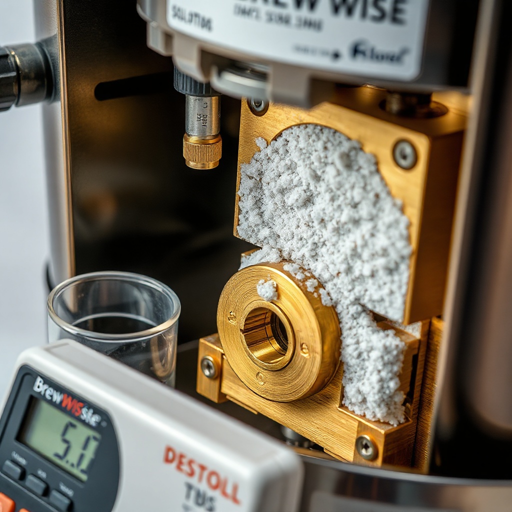 A photorealistic close-up of a BrewWise Thermoblock partially disassembled