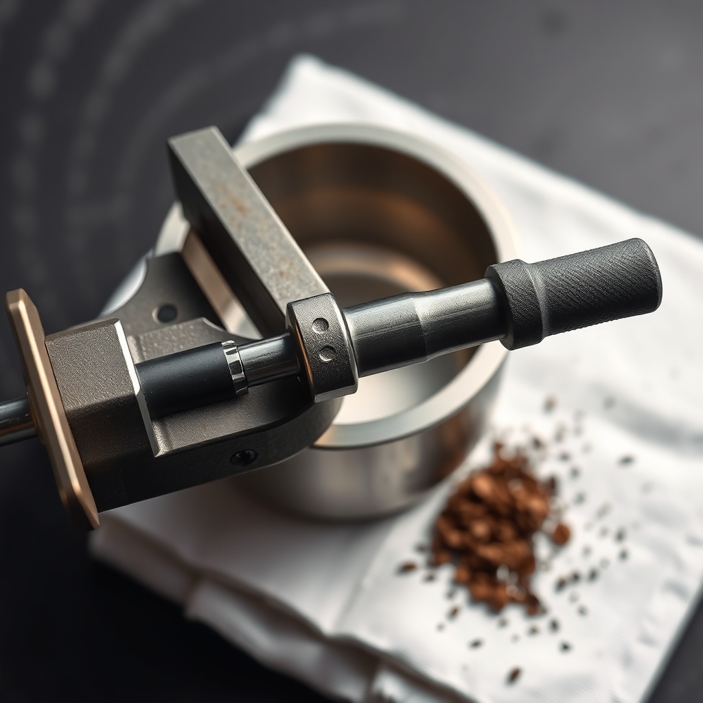 A clean photorealistic close-up photo of a hand-held pin vise with a countersink bit posit